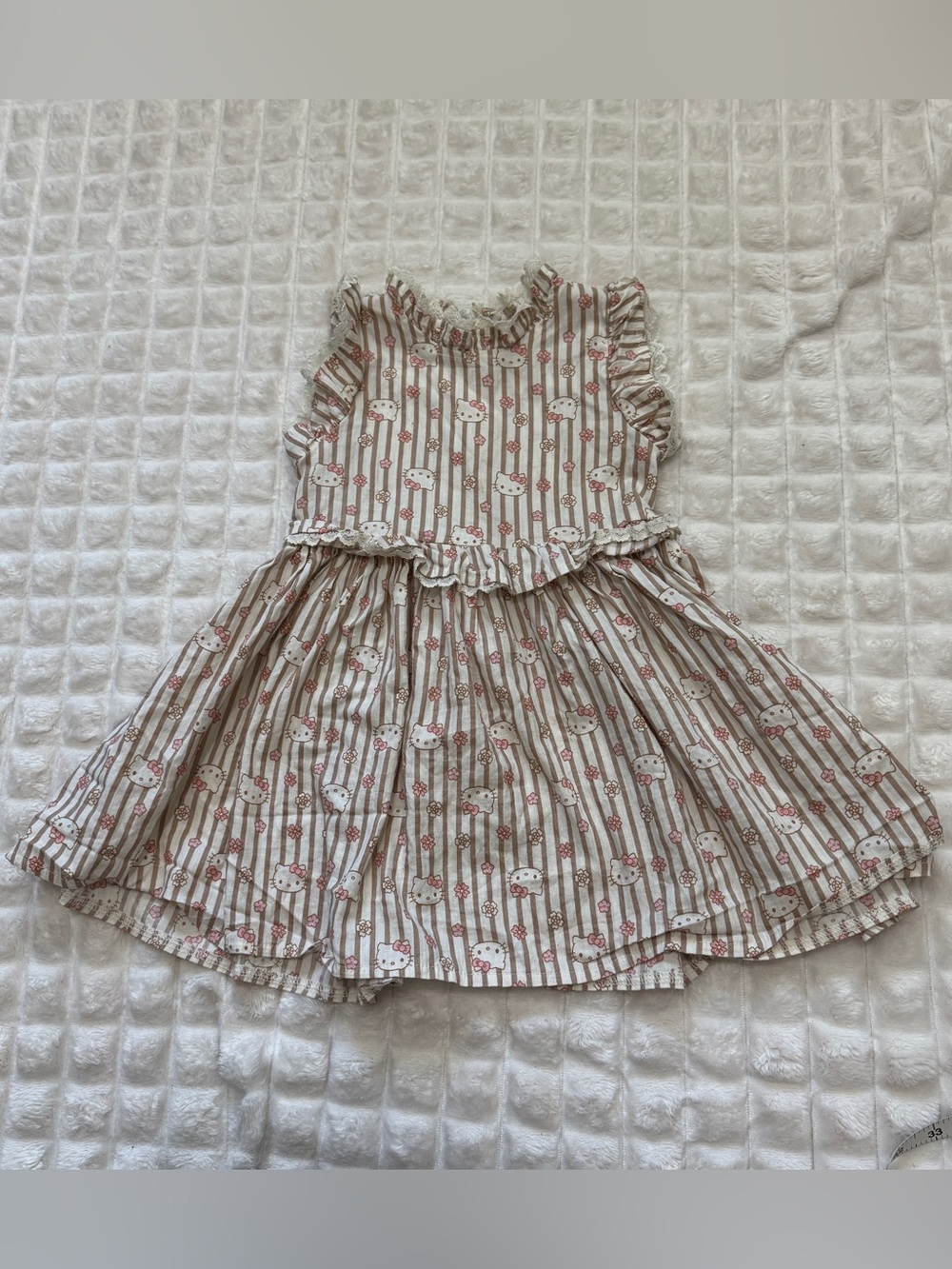 Hello Kitty x Sanrio Toddler Girl’s 3T Dress ~ Floral Striped Ruffles Twirl